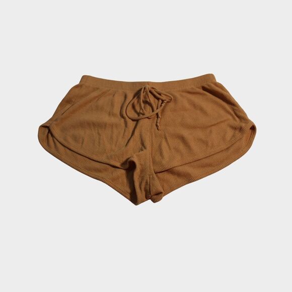 Bozzolo Pants - Bozzolo Waffle Knit Hot Shorts Womens Small Pull On Brown Neutral Comfy Summer